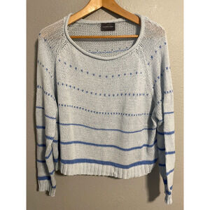 Wooden Ships Sweater Womens Size S/M Blue Striped Lightweight Knit Pullover Soft